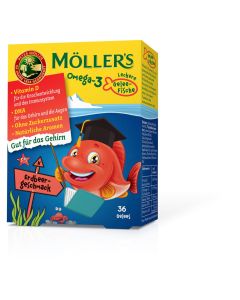 MÖLLER&#039;&#039;S Omega-3 Gelee Fisch Erdbeere Kautabletten