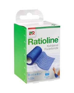 RATIOLINE acute Fixierbinde kohäsiv 8 cmx4 m blau