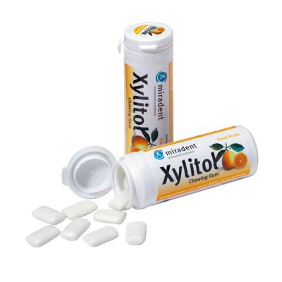 MIRADENT Zahnpflegekaugummi Xylitol Frucht