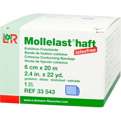 MOLLELAST haft Binden latexfrei 6 cmx20 m blau