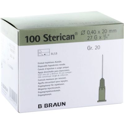 STERICAN Kanülen Luer-Lok 0,40x20 mm Gr.20 grau