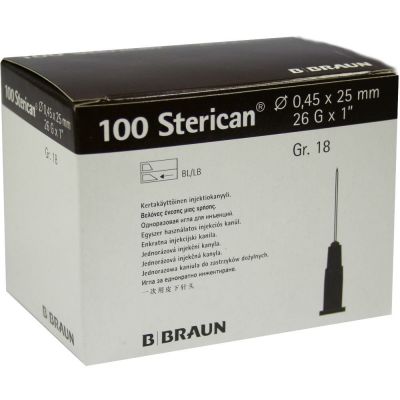 STERICAN Kanülen Luer-Lok 0,45x25 mm Gr.18 braun