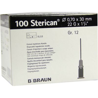 STERICAN Kanülen Luer-Lok 0,70x30 mm Gr.12 schwarz